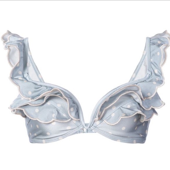 Zimmermann Other - Zimmerman ruffle blue polka dot print bikini top